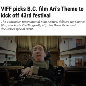 Ari Kinarthy in the Vancouver Sun opening the Vancouver Film Festival